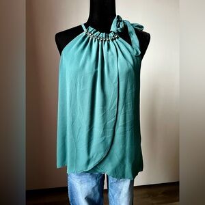 Chic Teal Sleeveless Blouse